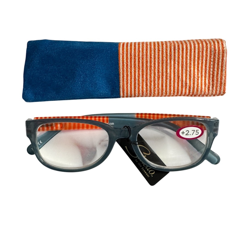 ICU studio Stylish Blue and Orange Reading Glasses +2.75